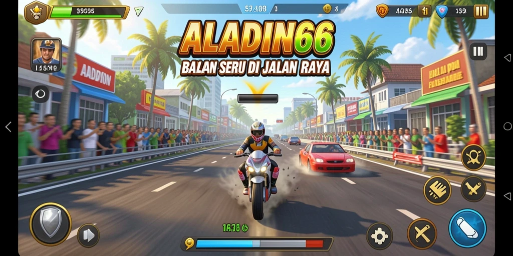 Screenshot ALADIN66 menampilkan aksi balapan yang intens dan mendebarkan.
