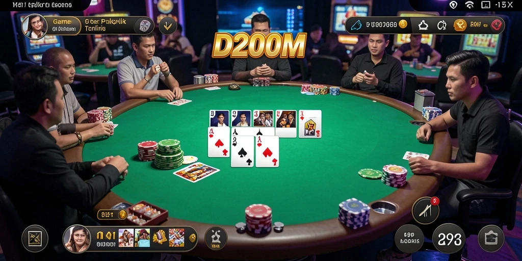 Tampilan gameplay Poker yang menegangkan dan menarik di D200M.