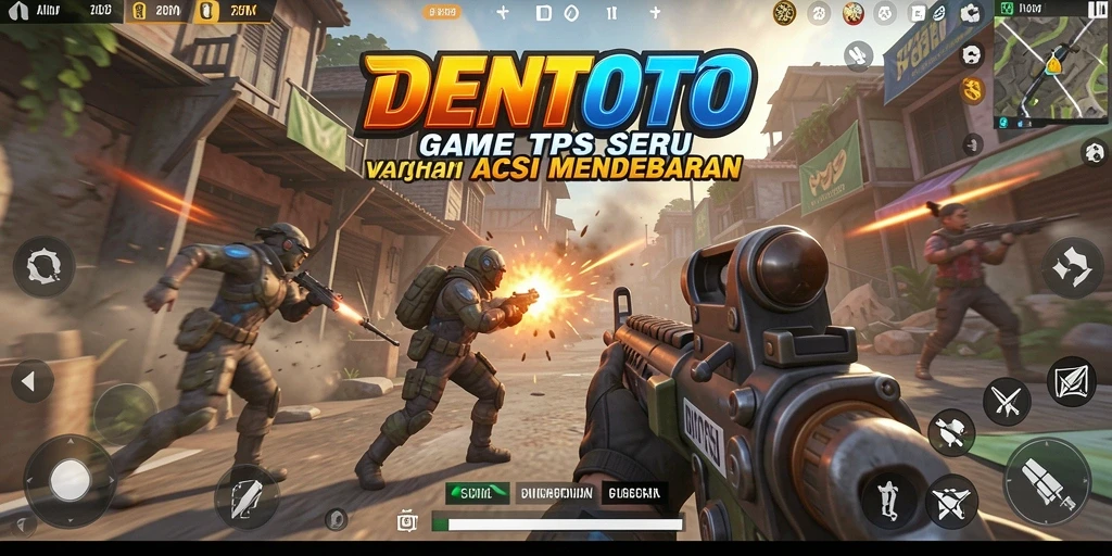 Screenshot DENTOTO menampilkan aksi seru dalam pertempuran TPS.