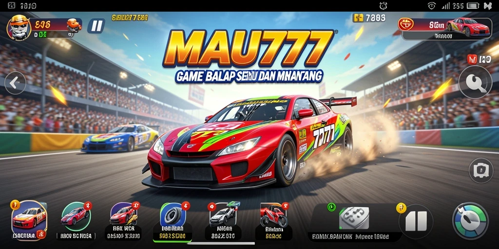 Screenshot gameplay MAU777 menampilkan aksi balap yang cepat dan intens.