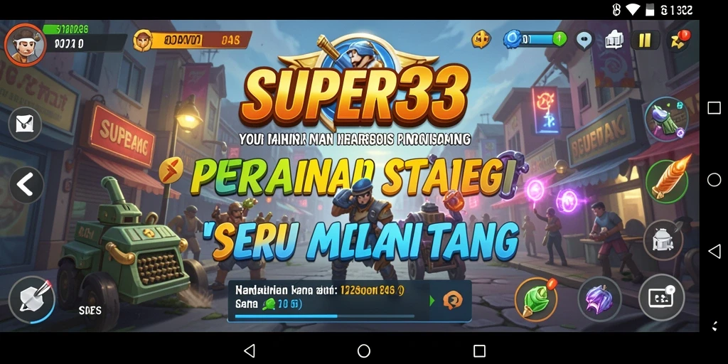 Tangkapan layar gameplay SUPER33 yang menampilkan aksi strategi di medan perang.