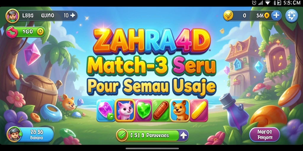 Screenshot utama ZAHRA4D menampilkan aksi seru dari gameplay Match-3.