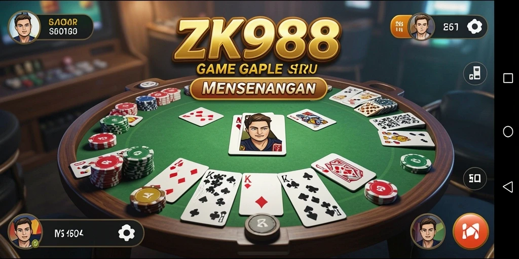 Tampilan gameplay seru di dalam ZK988 saat bermain Gaple.